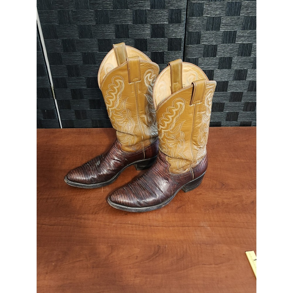 Vintage Justin 9088 Mens Lizard Skin Leather Western Cowboy Boots Size 8.5 B